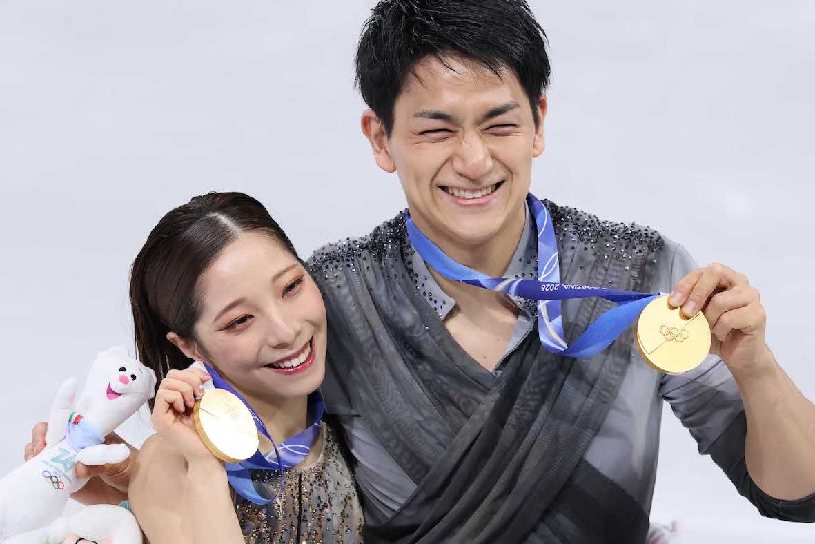 ミラノ・コルティナ五輪のフィギュアスケートペアで金メダルを獲得した、“りくりゅう”ペアこと三浦璃来と木原龍一（撮影／JMPA）