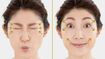 左/顔のパーツを中心に集め、口をすぼめて目をギュッとつむる。これを5秒キープ。右/反対に、外側に開いて目を見開き、口角を上げる。これを5秒キープ