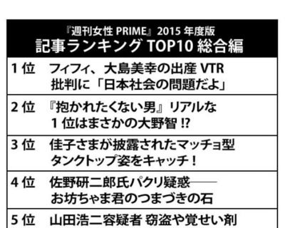 『週刊女性PRIME』の2015年人気記事TOP10《総合編》
