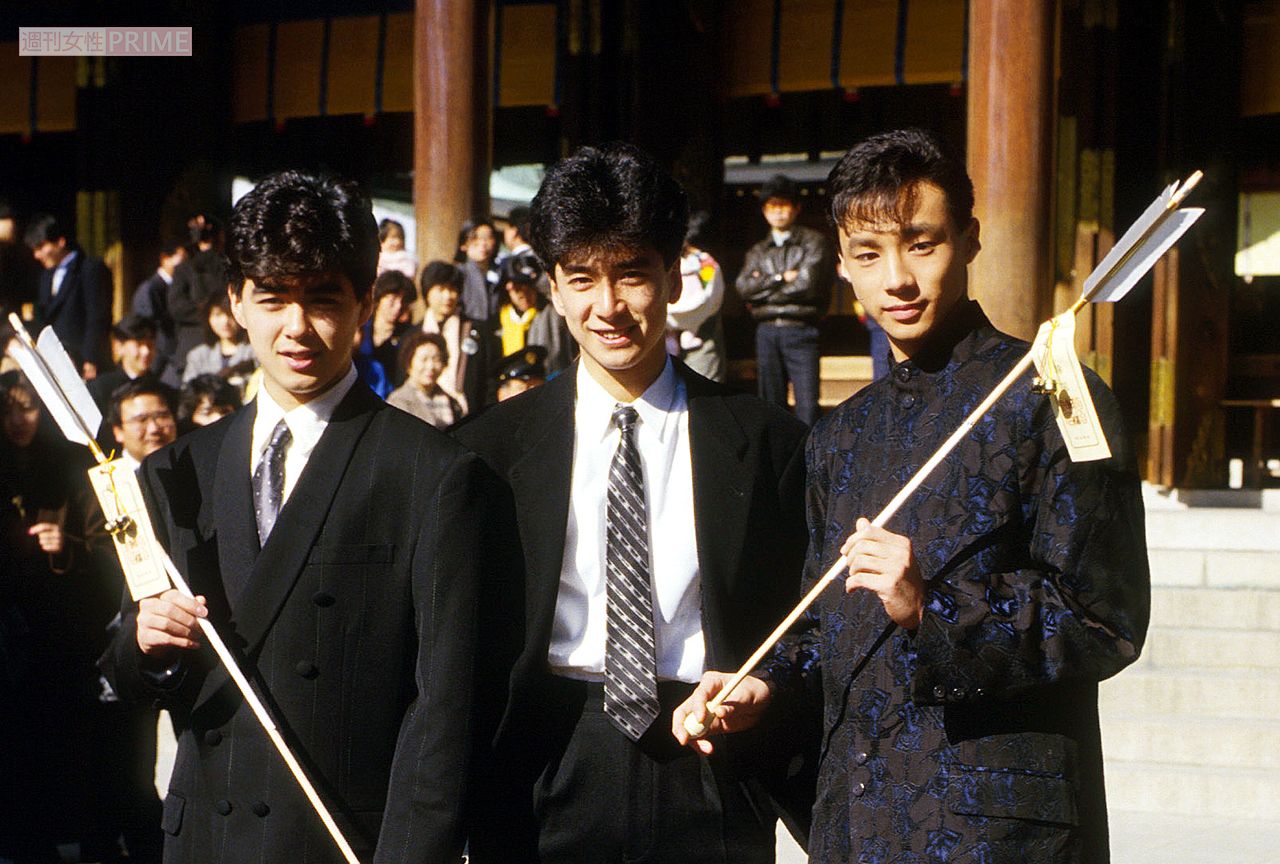 少年隊の3人（左から植草克秀、錦織一清、東山紀之）