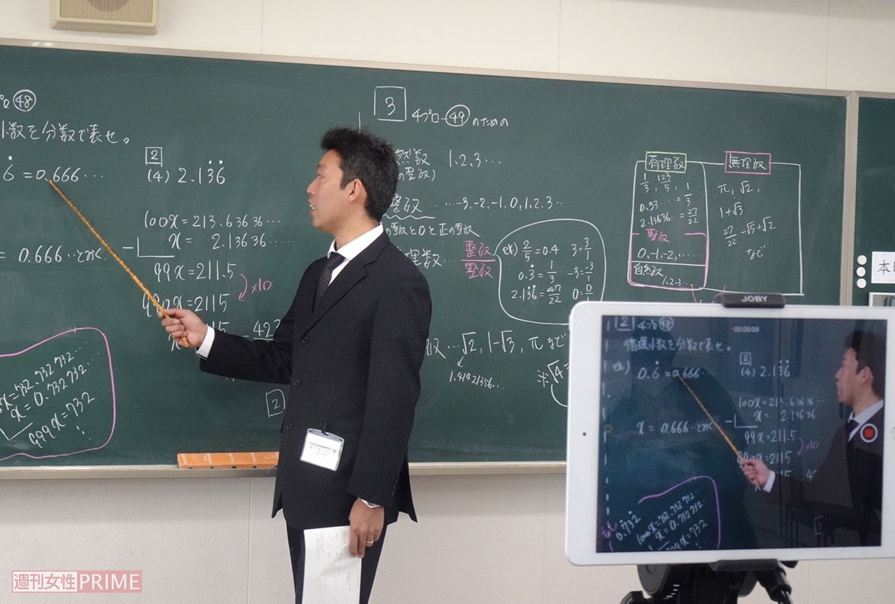 オンライン授業の撮影風景　（写真提供：広島県教育委員会）