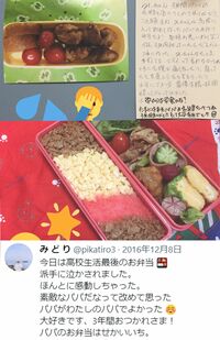 父が初めて作ったお弁当の写真、手紙が添えられた高校生活最後のお弁当。140字に3年間の感謝が（Twitterより）