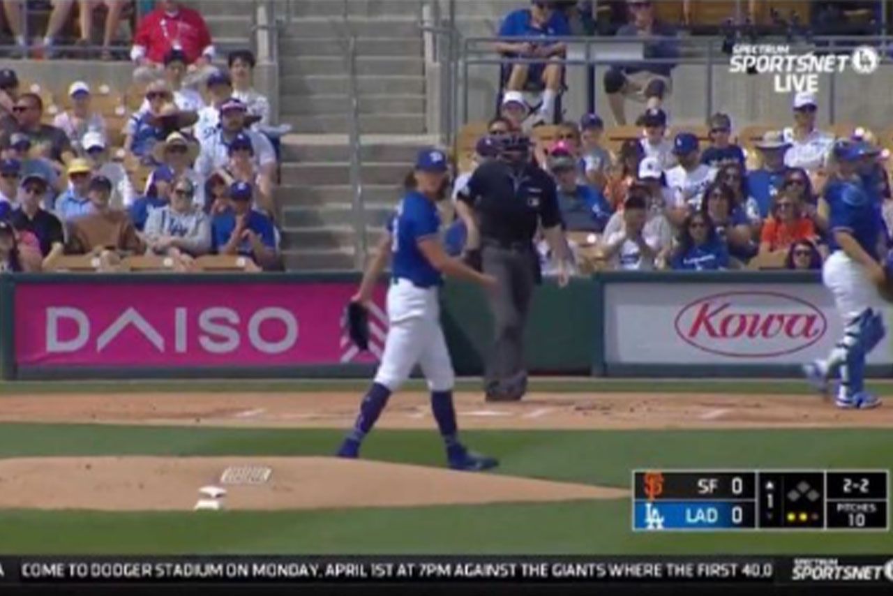 バックネット下に日本企業の広告が（ドジャース公式Xより）