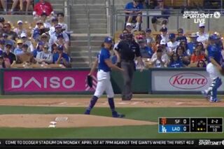 バックネット下に日本企業の広告が（ドジャース公式Xより）