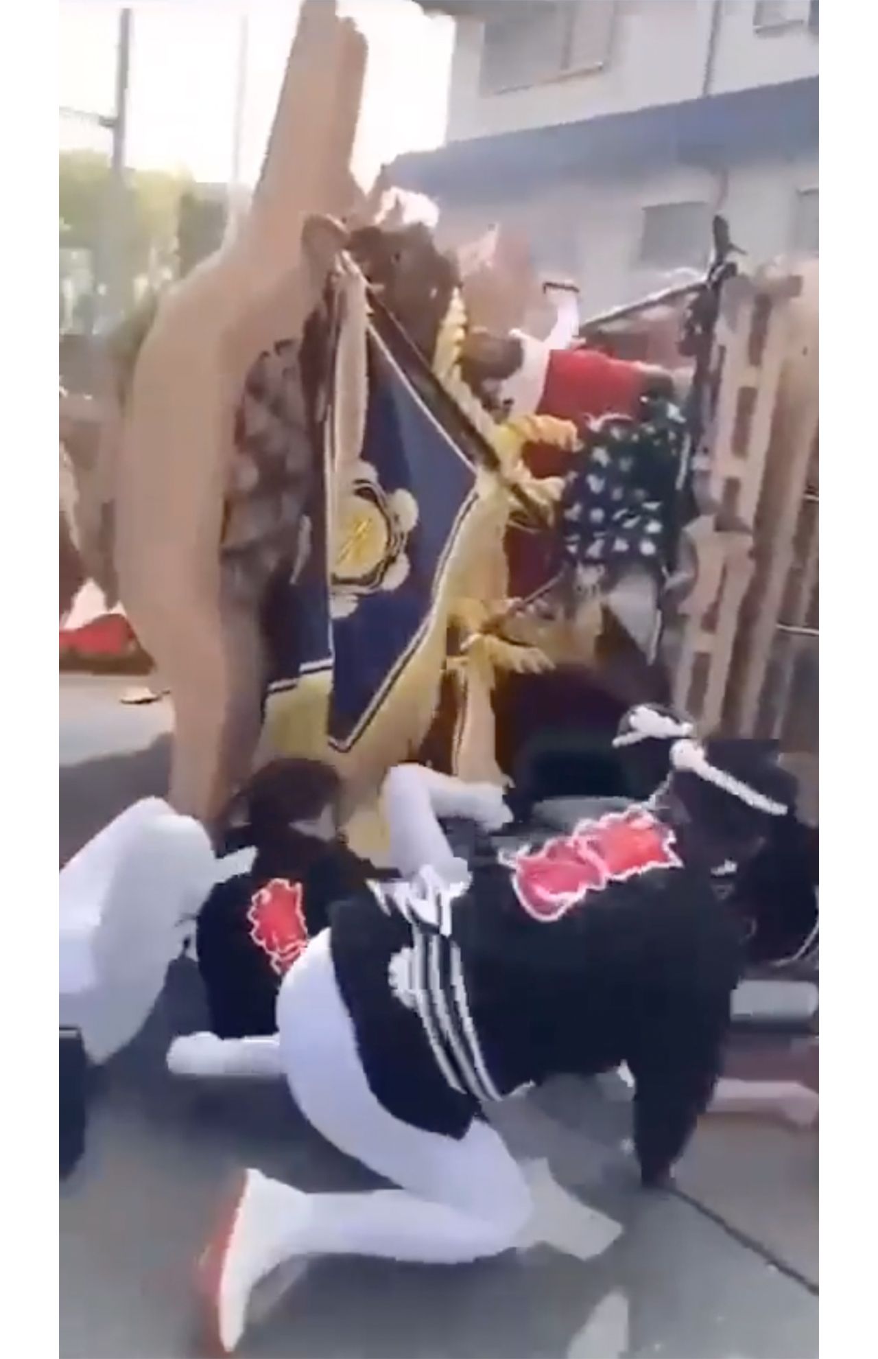 だんじりは完全に転倒して停止する　9/9（SNSより）