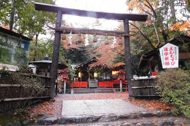【野宮（ののみや）神社/京都】京都の嵐山に鎮座する、野宮神社。本殿の前にある黒木鳥居は、くぬぎの木の樹皮をむかないまま使用する、日本最古の鳥居の様式を用いている