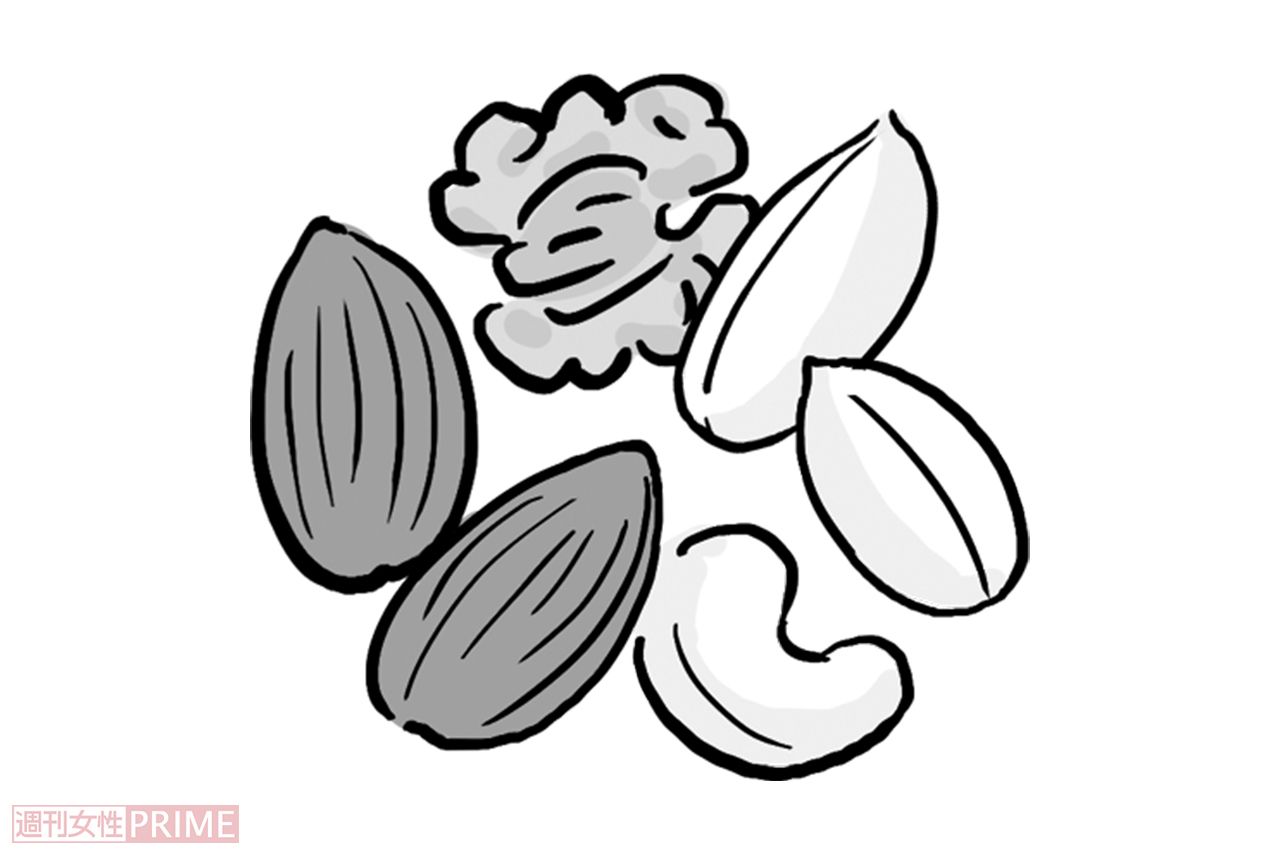 ナッツ類にも血管若返り効果が！（イラスト／上田英津子）