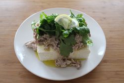 豆腐の豚しゃぶのせ