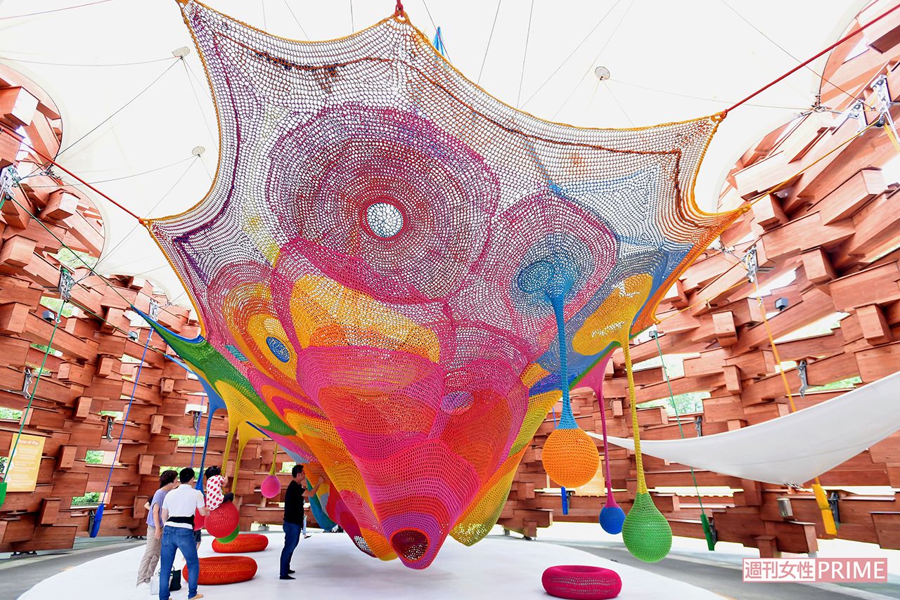子どもの遊び場として大人気の体験型アート「ネットの森」　撮影／渡邉智裕