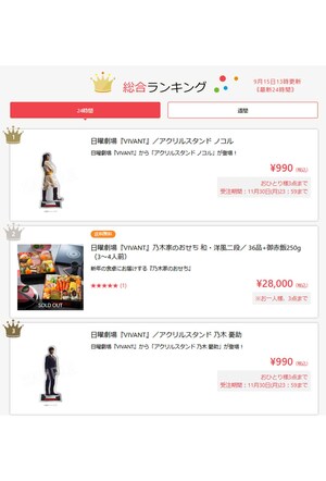 主役を演じる堺雅人を抑えてランキング1位になったノコル役の二宮（TBSSHOPPING公式サイトより）