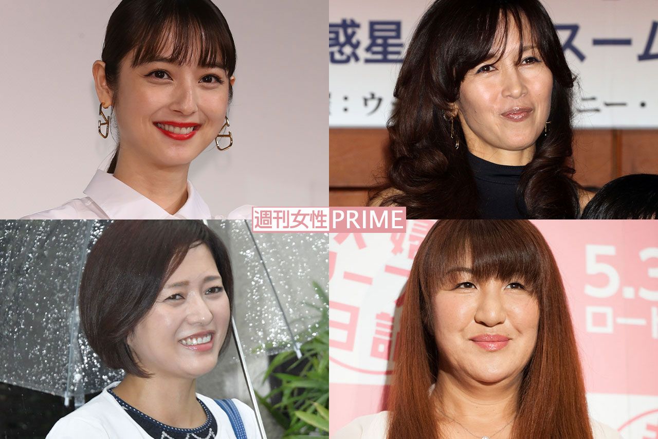 左上から時計回りに佐々木希、工藤静香、北斗晶、三田寛子