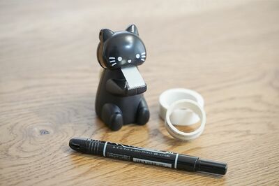 キッチンラベル用マスキングテープ「ラベリングしておけば、家族みんなが使いやすくなります。食品名や日付が書き込めるタイプは、食品管理にも重宝」110円／セリア　写真／フジモリタイシ、ヒラヤマタイジロー（『スキマをうめる収納ルール』より）