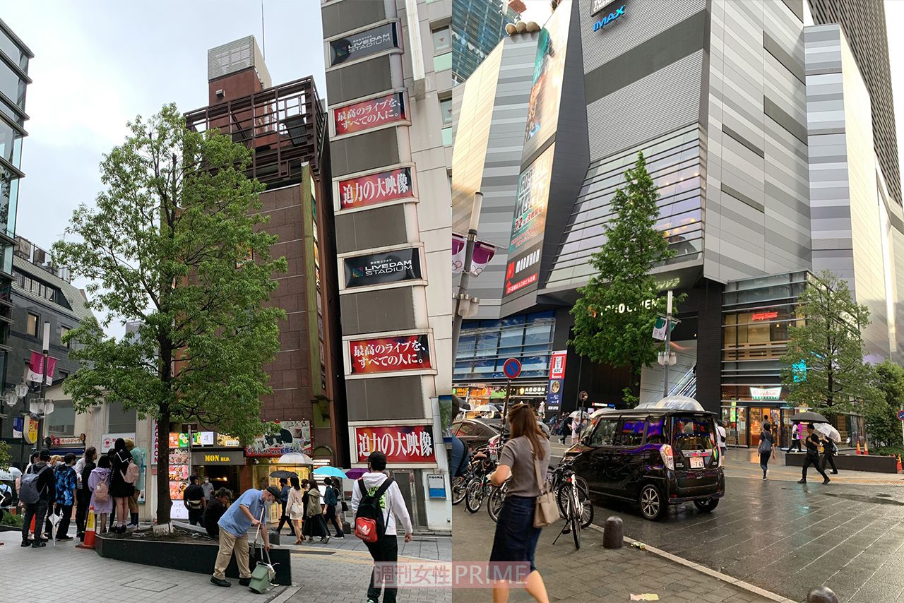 新宿・歌舞伎町の「TOHOシネマズ新宿」横には若者たちがたむろしている。雨の日は少ないが晴れると毎回20〜30人の男女が座り込んでいる
