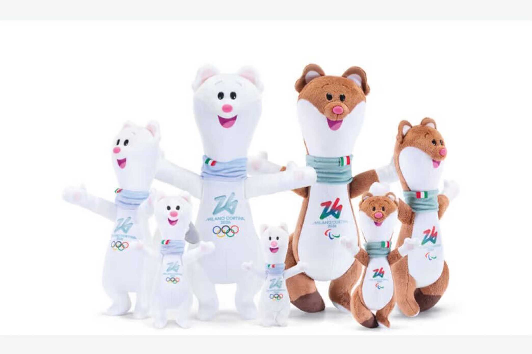 ミラノ・コルティナ冬季オリンピック・パラリンピックの公式マスコットキャラクター『ティナ』と『ミロ』のぬいぐるみ（公式サイトより）
