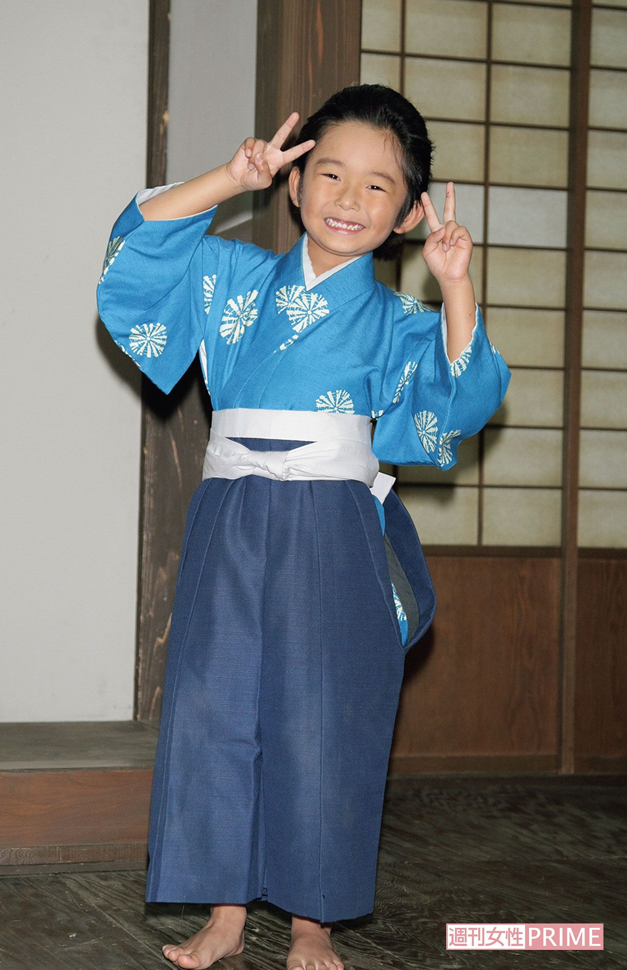 『天地人』での好演に“また見たい”という要望に応え回想シーンを撮影することに。与六の扮装でポーズ