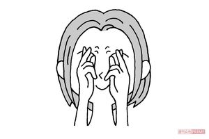 攅竹（さんちく）左右の眉の内側の端で、目の上の骨の上にあるツボ。押すとツーンとする。イラスト／水口アツコ