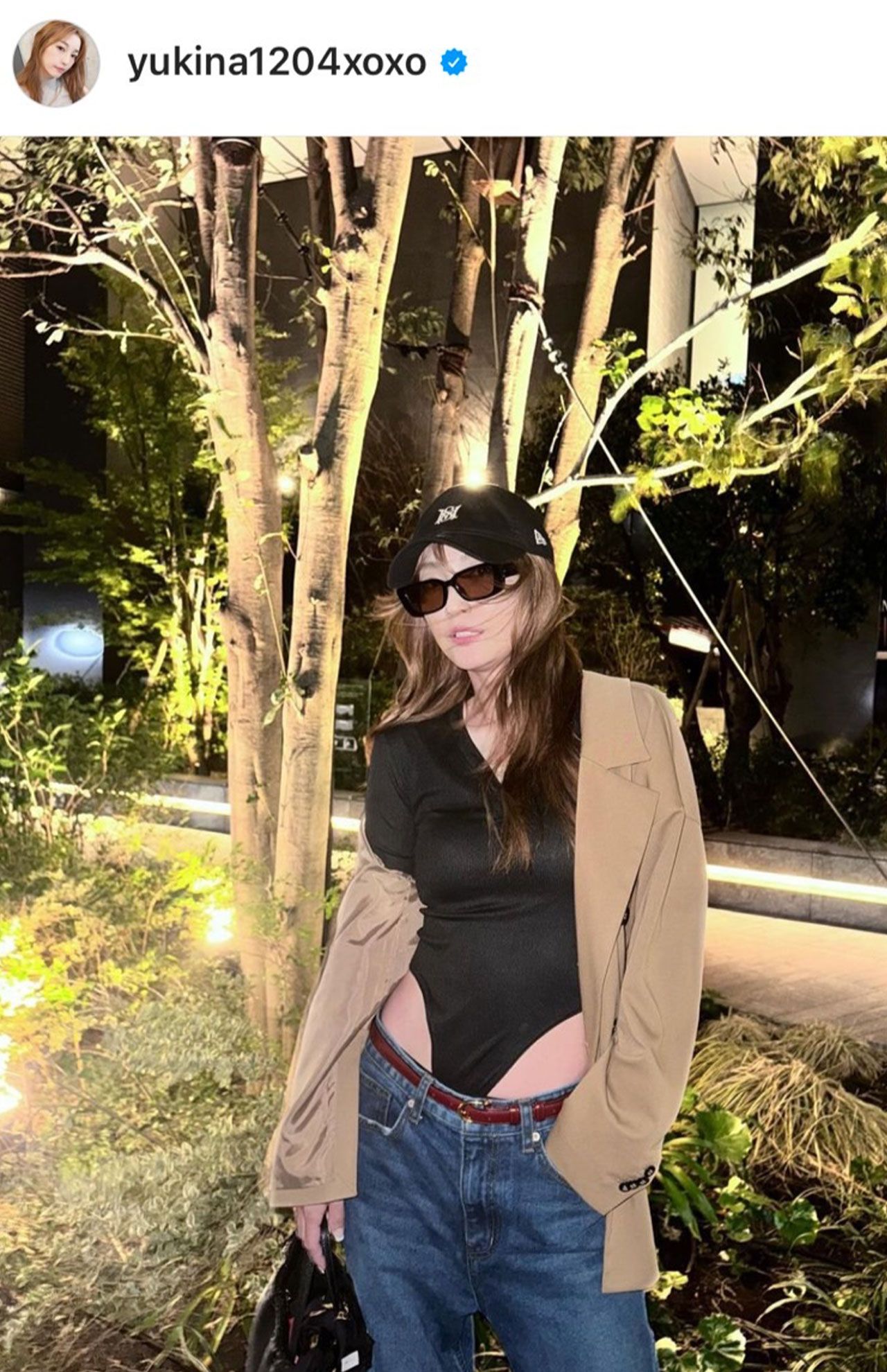 木下優樹菜がSNSに投稿した“ハイレグファッション”（本人のインスタグラムより）