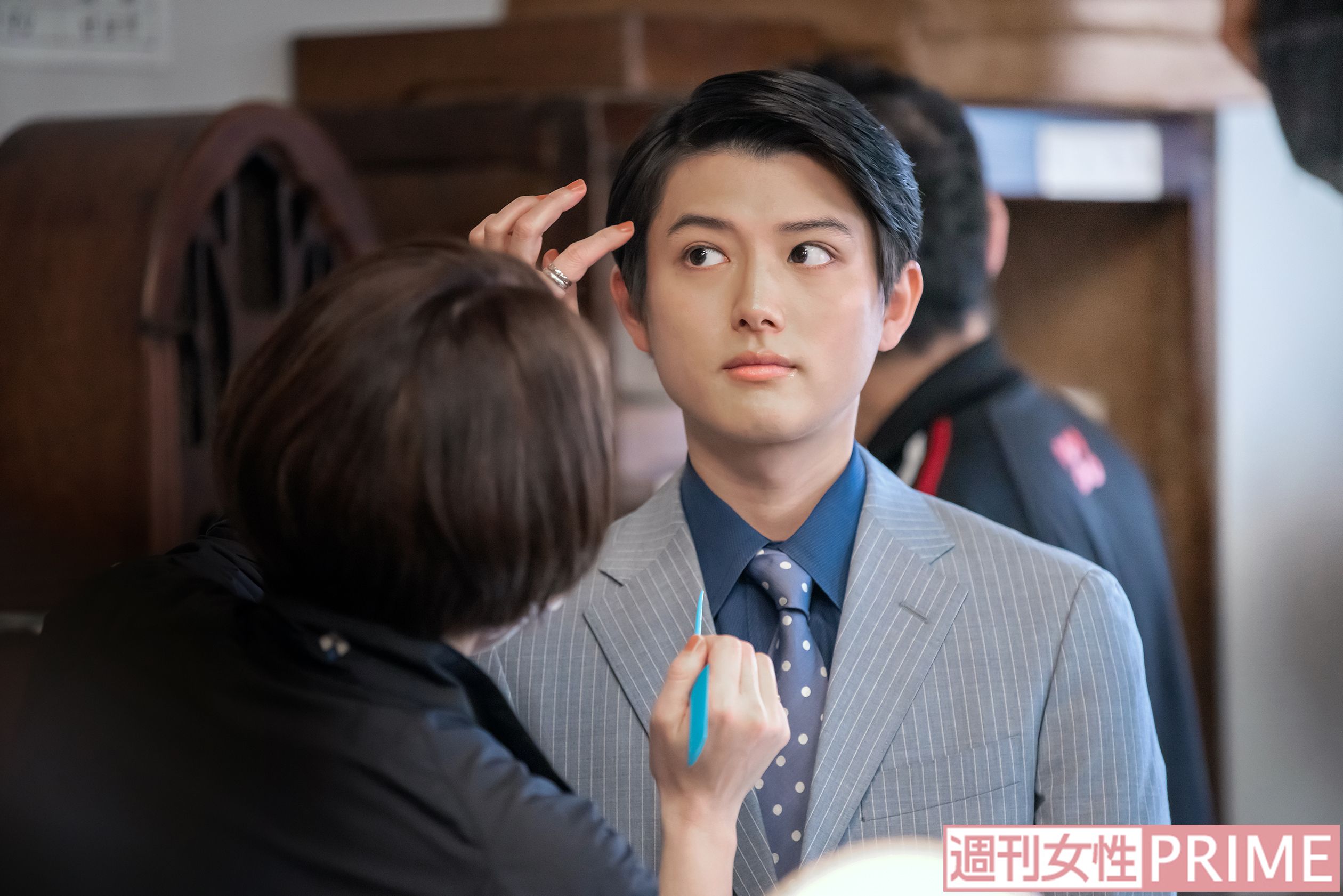 ヘアメイクを整えてもらい、いよいよ本番。最初のシーンは1発OKでした　撮影／佐藤靖彦