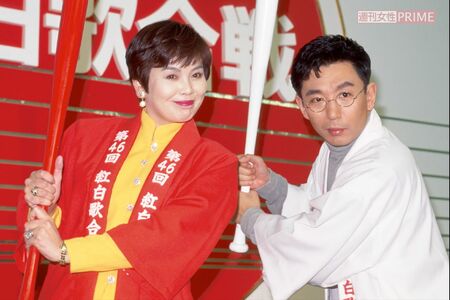 1995年、第46回NHK紅白歌合戦で司会を務めた上沼恵美子と古舘伊知郎