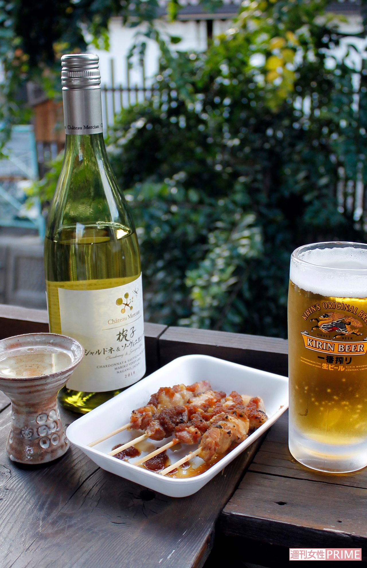 『隠れ家えん』の「美味だれ焼き鳥」は、リンゴの風味が白ワインにも〇