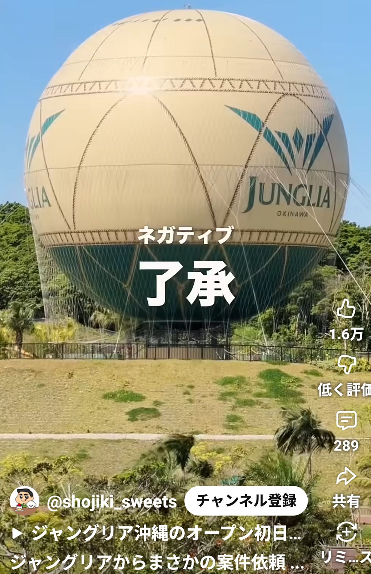 人気インフルエンサー「正直レビュー」が投稿したジャングリア沖縄の案件動画が話題（本人のYouTubeショートより）