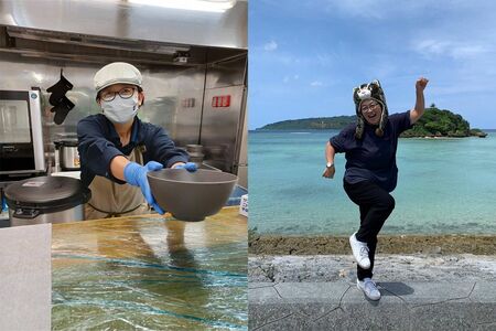 西表島ではホテルの社員食堂で主に働いていた生島さん。海辺に面していた職場だったので海水浴なども楽しんだ