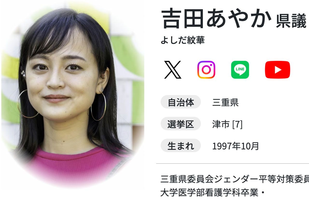 共産党の吉田紋華三重県議員（共産党の公式サイトより）