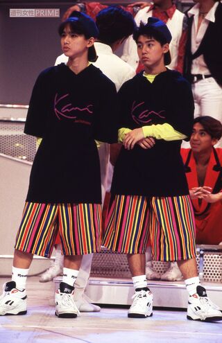 NHK『アイドル・オン・ステージ』収録にて。この時14歳だった、デビュー前のKinKiKids