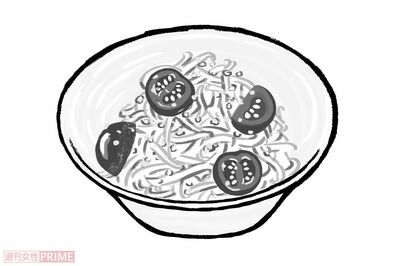 もやしレモンチーズサラダ（イラスト／やまだやすこ）