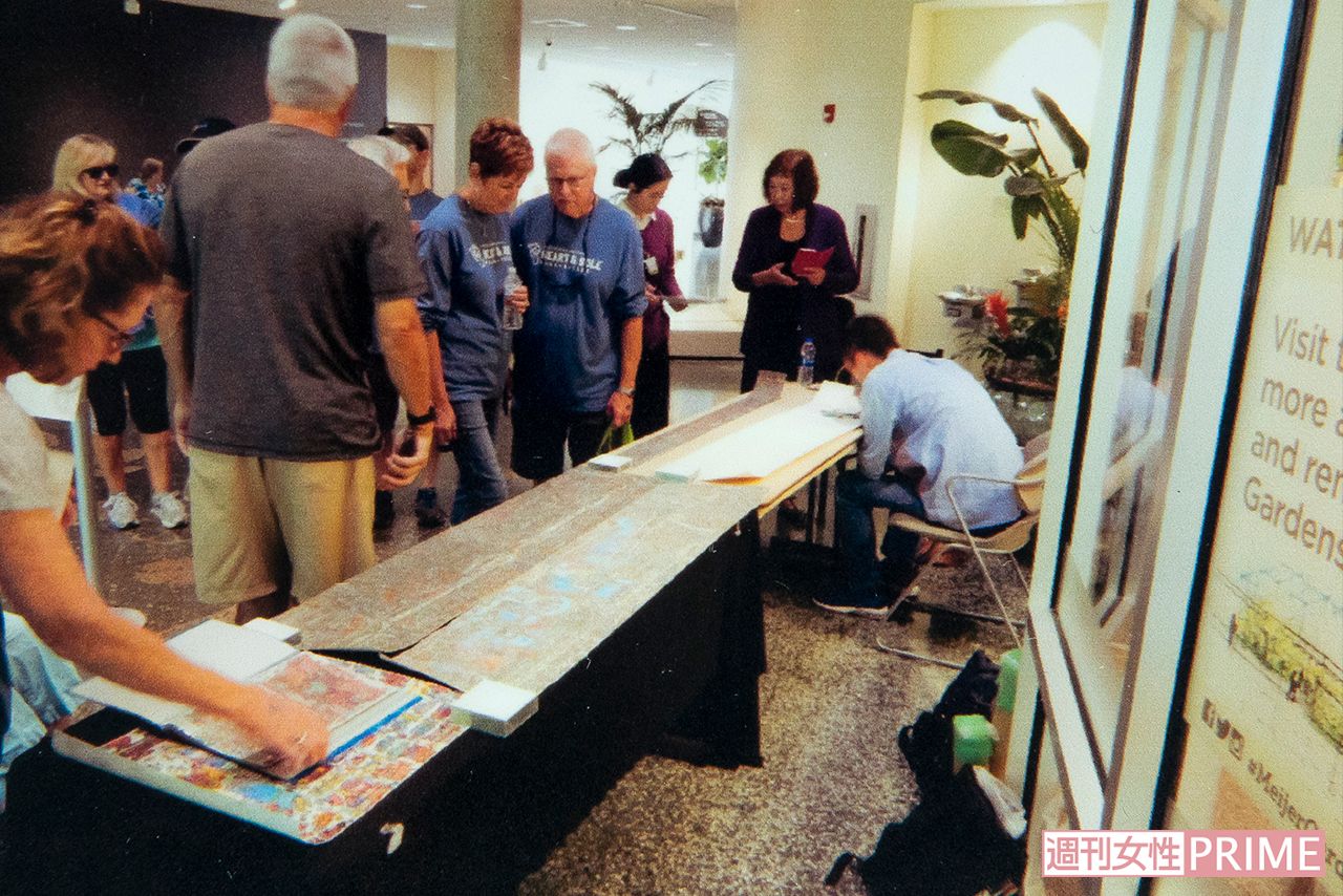 アメリカ・ミシガン州で開催した展覧会にて、デモンストレーション