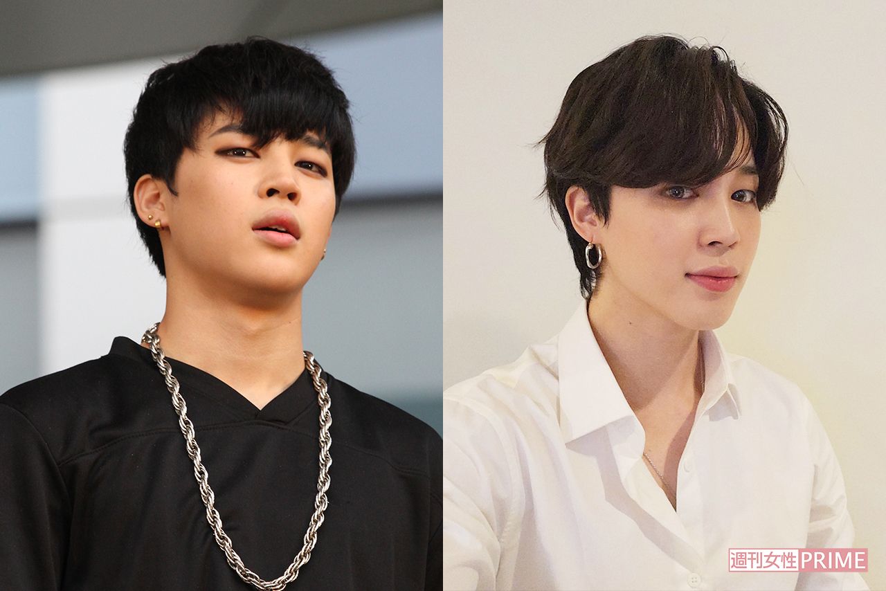 JIMIN（左から'14年・18歳、現在・26歳）※右写真は公式ツイッターより