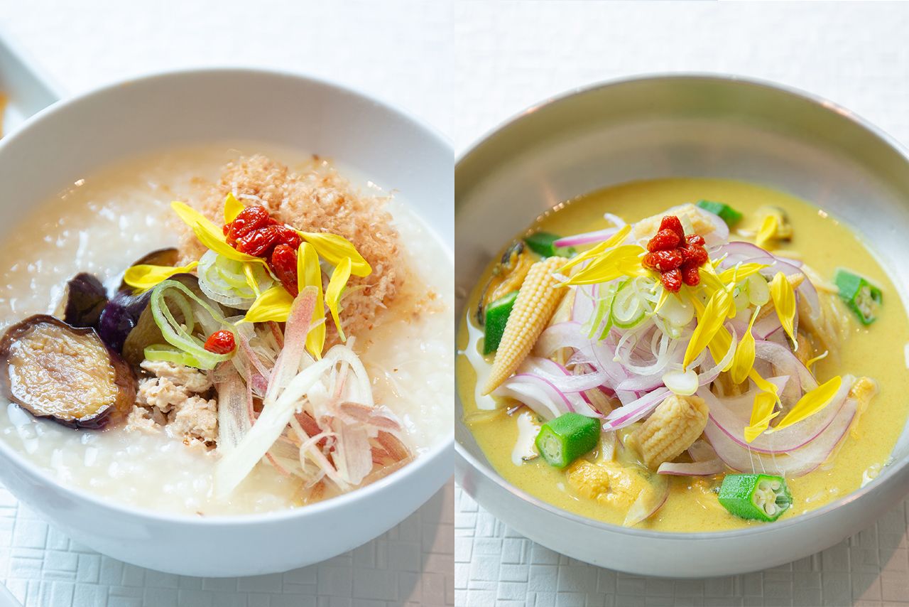 薬膳レストラン「10ZEN」の夏の新メニュー「ツナと揚げ出しなすの冷やし粥」と「カレー豆乳冷麺」