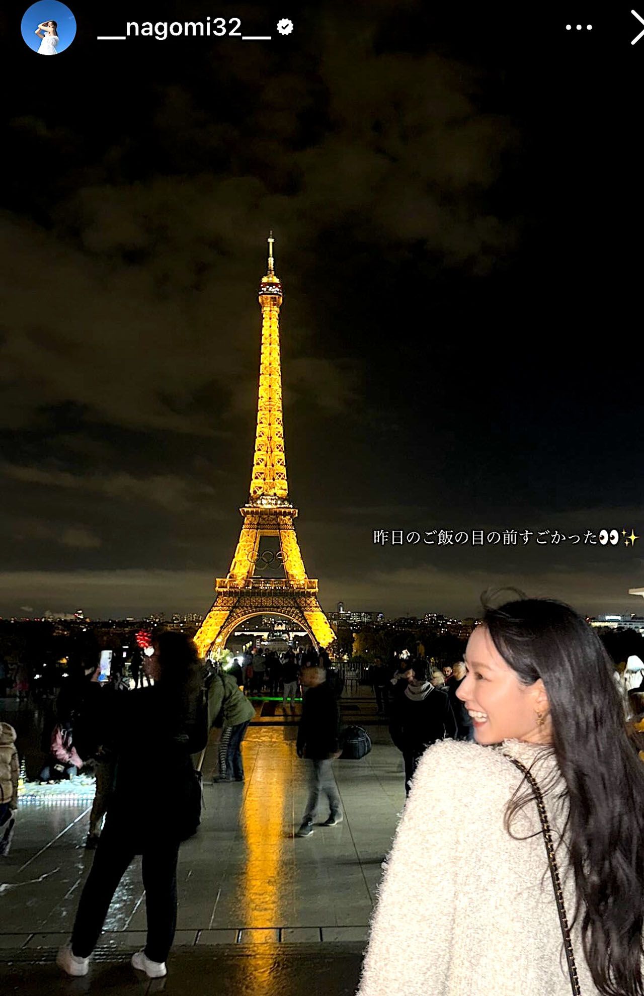 無事パリに入国できたなごみ（本人Instagramストーリーより）