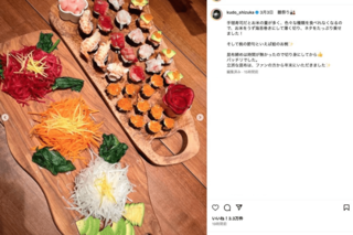 「寿司が台無し」ツッコミを入れる人が続出した工藤静香流の海苔巻き寿司（公式インスタグラムより）
