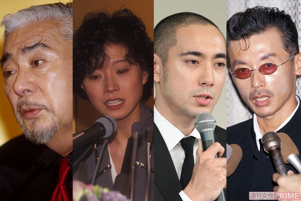 （写真左から）勝新太郎、中森明菜、市川海老蔵、田代まさし