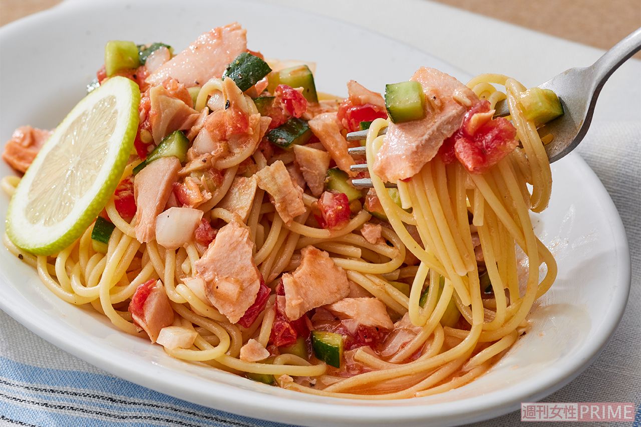 鮭とレモンの冷製パスタ