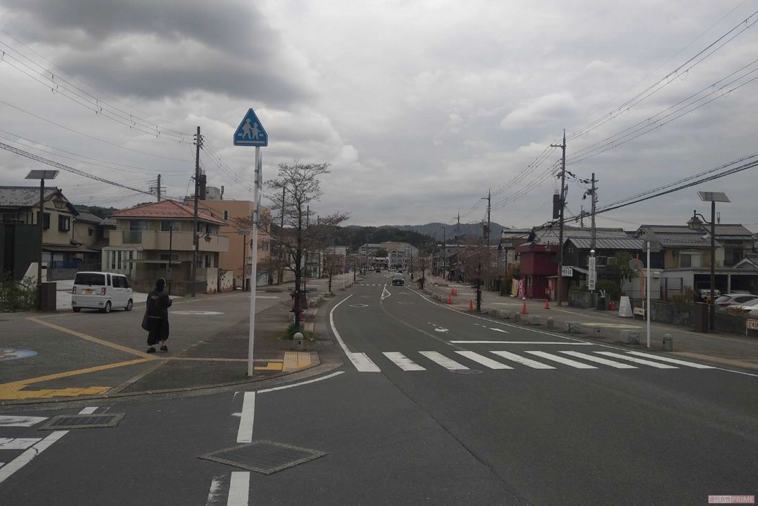安達さんの行方がわからなくなった京都府南丹市園部町のメーンストリートには防犯カメラが５台設置されているが