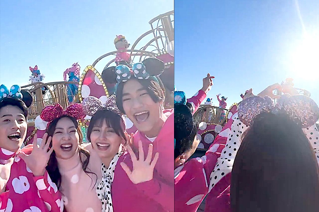 物議を醸しているカチューシャをつけてパレードを楽しむ動画（東京ディズニーリゾート公式Xより）