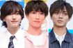 (左から)なにわ男子の道枝駿佑、Snow Manの渡辺翔太、King & Princeの永瀬廉