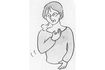 (4)胸の中央の気管支のあたりも同様に叩く イラスト/長田直美