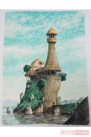 木上さんの絵本、中ページの原画。ファンタジックな世界観が伝わってくる