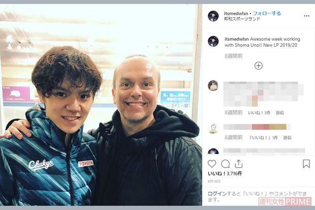 フリーの振り付けを担当したデービッド・ウィルソンと宇野（本人のインスタグラムより）