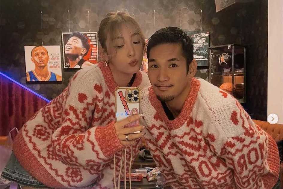 誕生日に仲睦まじいペアルック姿の木下優樹菜と“今カレ”のサッカー選手・三幸秀稔（木下のインスタグラムより）