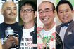 NHK朝ドラに出演歴のあるお笑い芸人たち。左からクロちゃん、明石家さんま、志村けんさん、津田篤宏