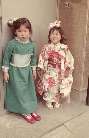 七五三、姉と一緒に。着物を着せてもらったのがうれしかった