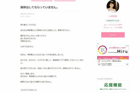 1日に20件以上更新されることもある小林麻耶のブログ