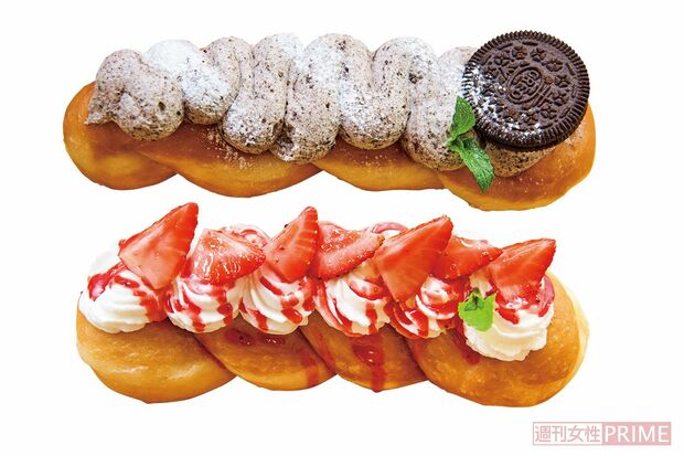 『クァベギ』/スマイルカフェ（撮影／山田智絵）　韓国語で“ねじり揚げドーナツ”を意味する韓国生まれの「クァベギ」。「もとは米粉を加えたもっちり生地に粉砂糖を振ったシンプルなツイストドーナツでしたが、韓国のカフェでカラフルにデコレーションしたものが誕生し、トレンドになりました」（溝呂木さん）。その波が日本に上陸。クァベギ＝派手なドーナツとして浸透した。シンプル系からデコ系まで全8種類がそろう専門店。注文してから作ってくれるのも魅力！