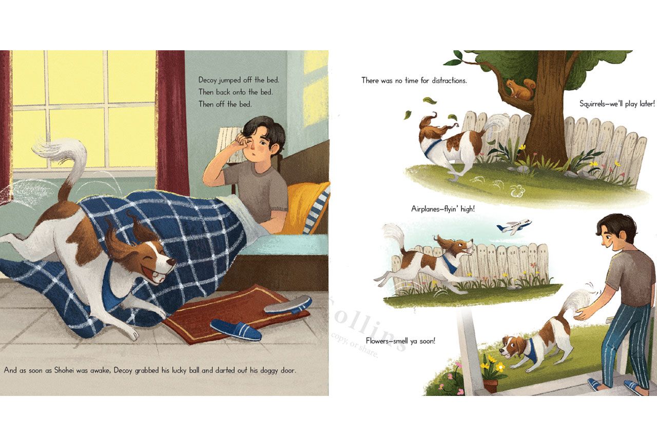 2026年2月に発売される大谷翔平の絵本『DECOY-SAVES-OPENING-DAY（原書タイトル）』の中面ページ（ポプラ社のHPより）