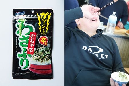 わさふり むちゃ辛 はごろもフーズ／140円（税込み）と友綱親方