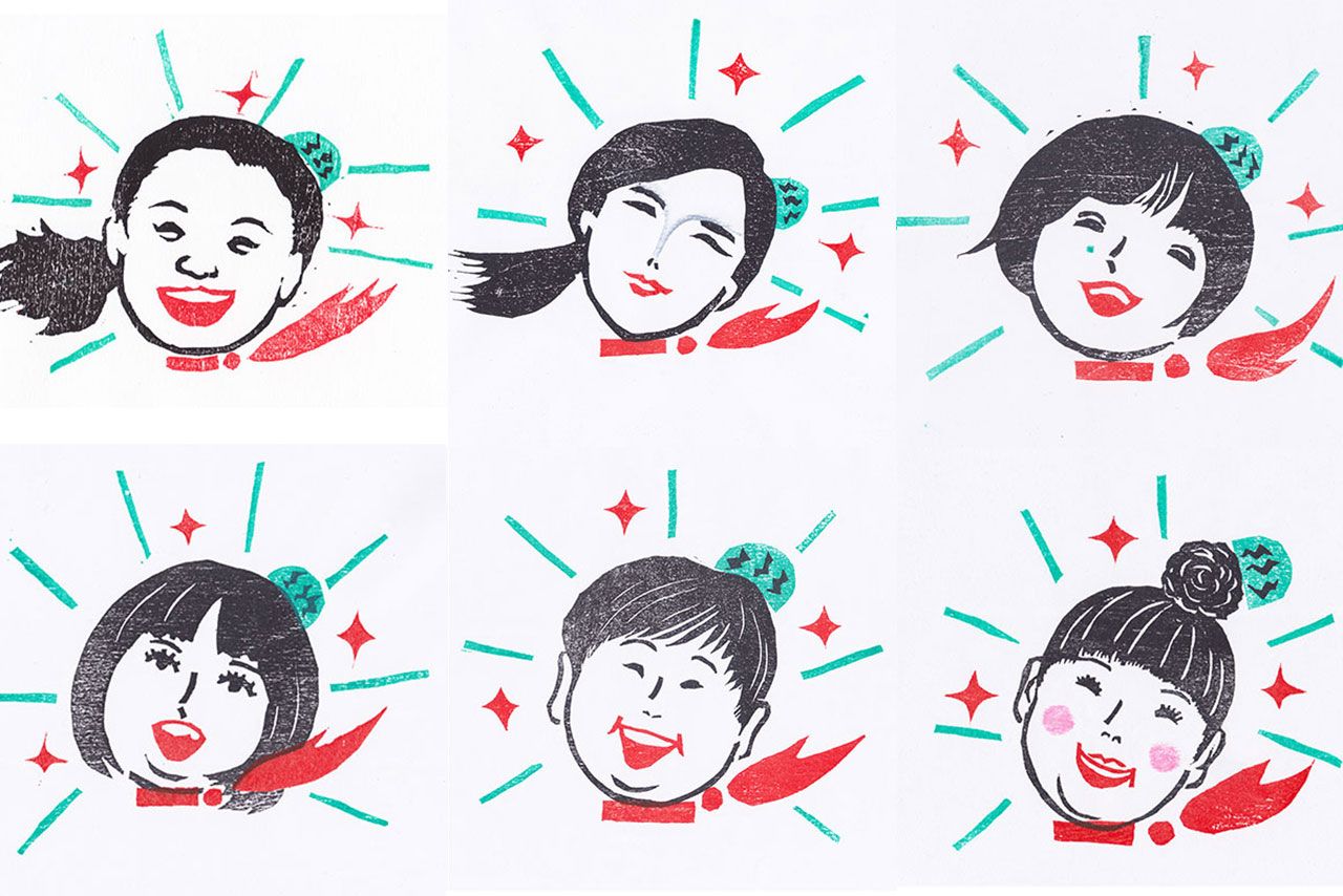 （左から時計回りに）いとうあさこ、椿鬼奴、オカリナ （おかずクラブ）、村上知子 （森三中）、大島美幸 （森三中）、黒沢かずこ（森三中）